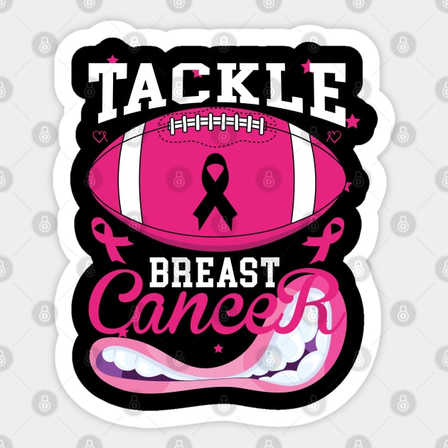 Woman Tackle Football Pink Ribbon Breast Cancer Awareness Sticker by Flowes